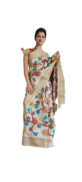 Pure Tussar Silk print saree